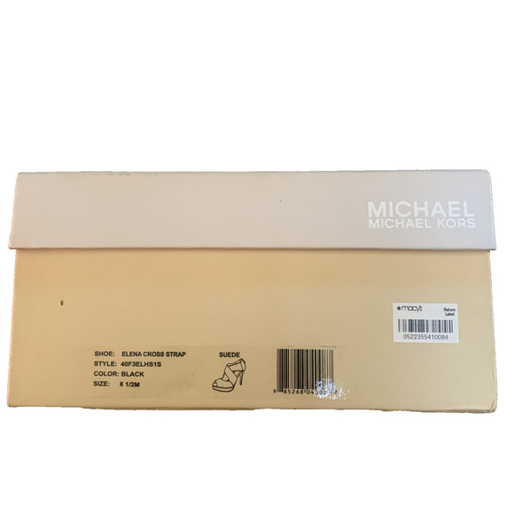 MICHAEL KORS ELENA CROSS STRAP BLACK SUEDE HEELS 8.5M- EUC -WORN ONCE! - Picture 12 of 14